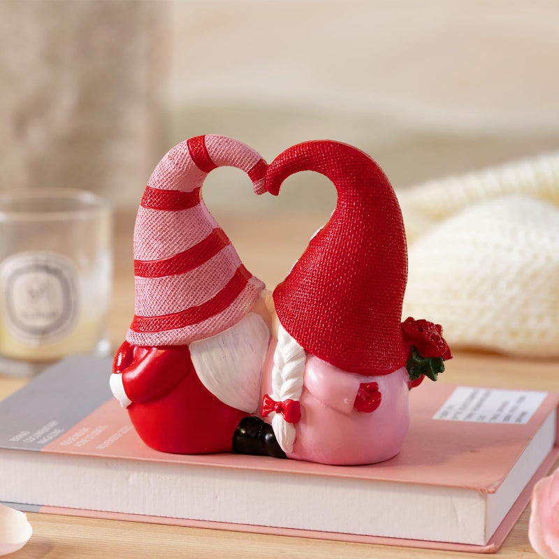 Elegondrar 5.4" H Valentine Gnomes, Resin Kissing Swedish Tomtes Couple Figurinesï¼ŒValentine Decorations for Home, Gnomes Gifts for Women - Image 4