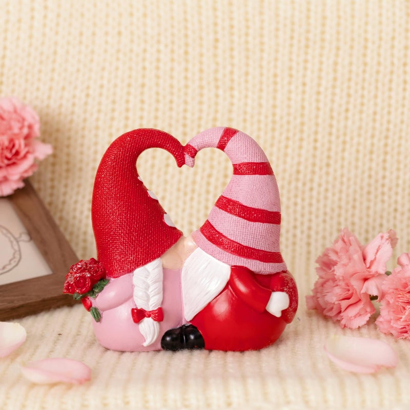 Elegondrar 5.4" H Valentine Gnomes, Resin Kissing Swedish Tomtes Couple Figurinesï¼ŒValentine Decorations for Home, Gnomes Gifts for Women - Image 5