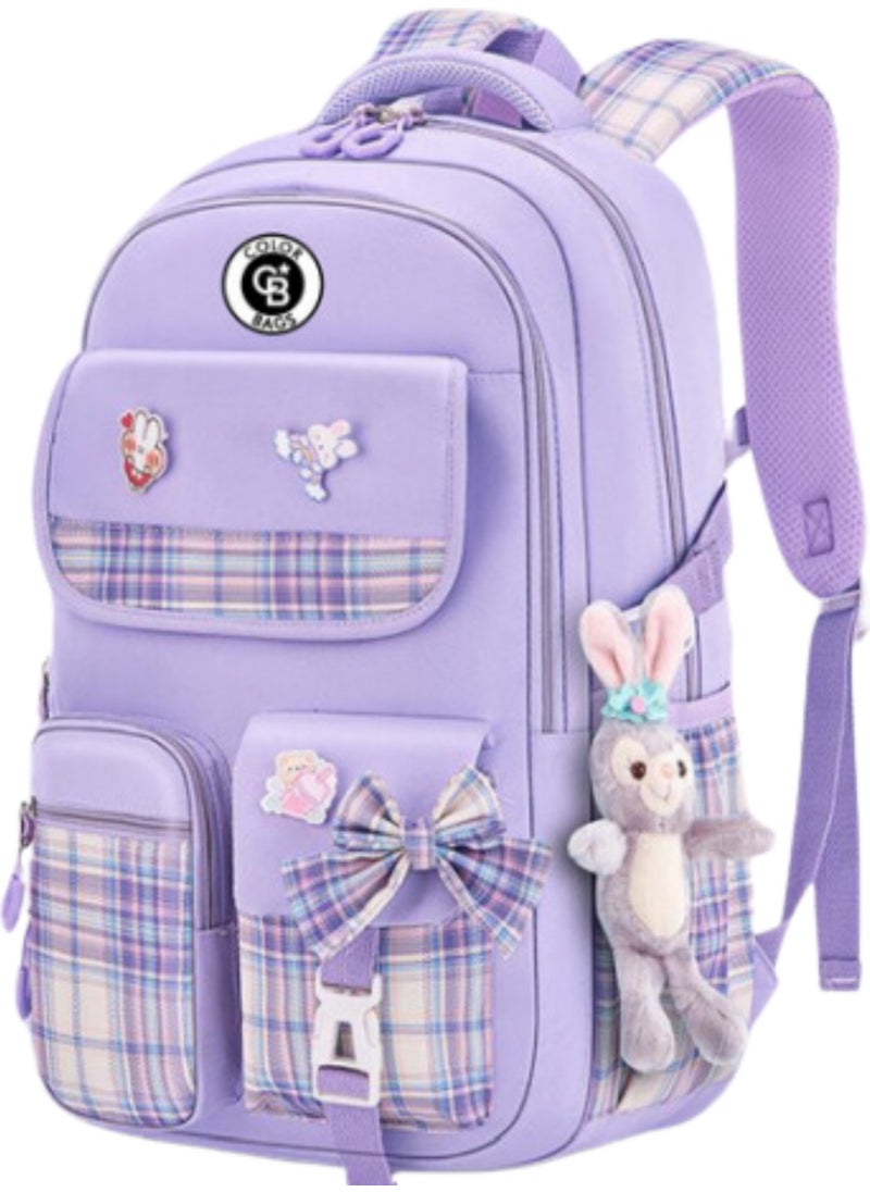 Girls Primary School Bag Ultra Light Primary / Middle School School Bag Lilac Plaid Pocket - pzsku/Z056DE45334B688AF7B99Z/45/_/1736850136/602ec6ba-9a03-4bcb-af31-072a25fed1d9