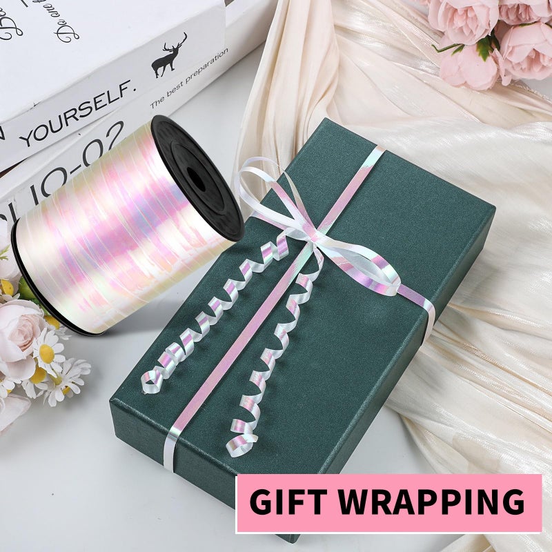 woric 600 Yards Iridescent White Curling Ribbon 1/5 Inch Balloon String Ribbon Thin Crafts Ribbons for Crafts Project Gift Wrapping Gift Bags Wedding Party Easter Decorations - Image 4