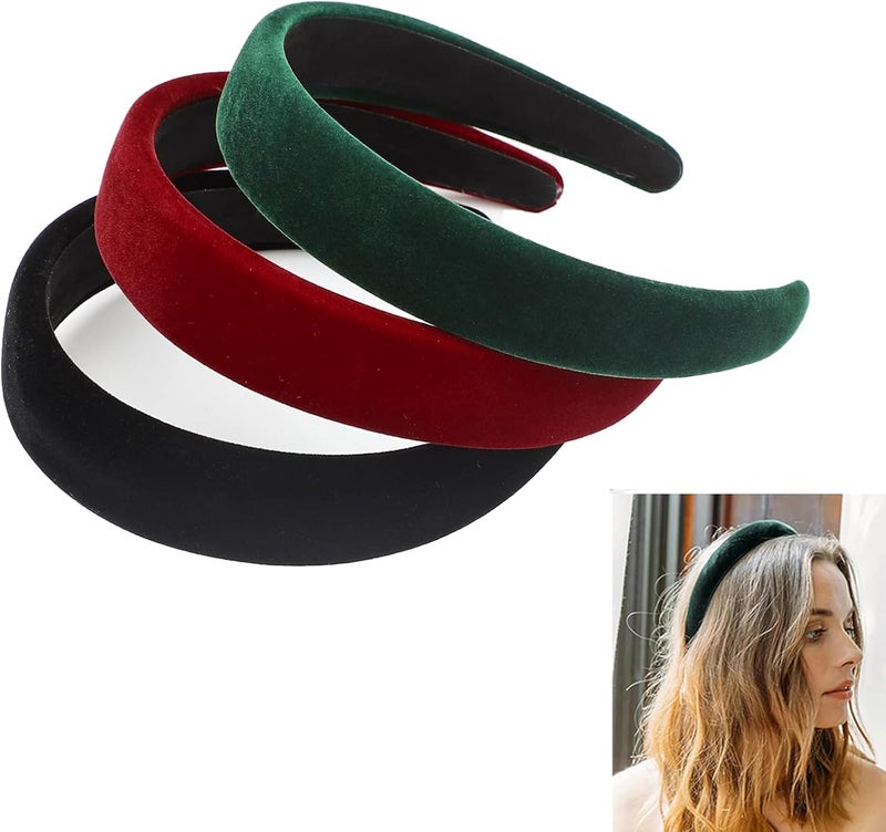 Velvet Wide Headbands Bands Luxury Headband Head Band Hairband Hair Band Adult Women Ladies Girls Kids Wedding Bride Fashion Aliceband Wonderland 3cm Black Red Green