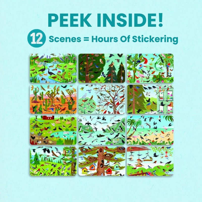 CUPKIN Bird Sticker Book Activity for Kids, Toddler Airplane Travel Essentials, 500+ Parrot Stickers + 12 Scenes + 12 Coloring Book Pages, Bird Lover Kids Gift, Kid Crafts for Ages 2-8 - Image 5