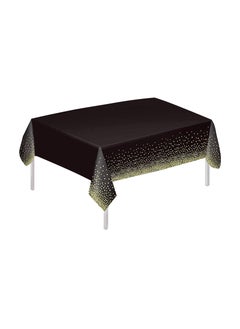 MARKQ Plastic Dot Tablecloth for Rectangle Table 54" x 72" Disposable Table Cover for Bridal Shower Wedding Birthday Party Decorations (Black and Gold)  - Image 1