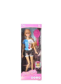 Multi-colored plastic tennis doll for girls