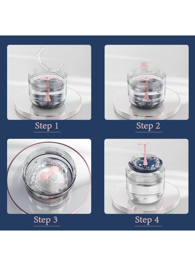 Retainer case, Denture Bath Cup，Retainer Cleaner Case Box,Night Mouth Guard Case Holder,Storage Soak Container with Drain Tray for Travel Cleaning with Mirror and Brush - Image 4