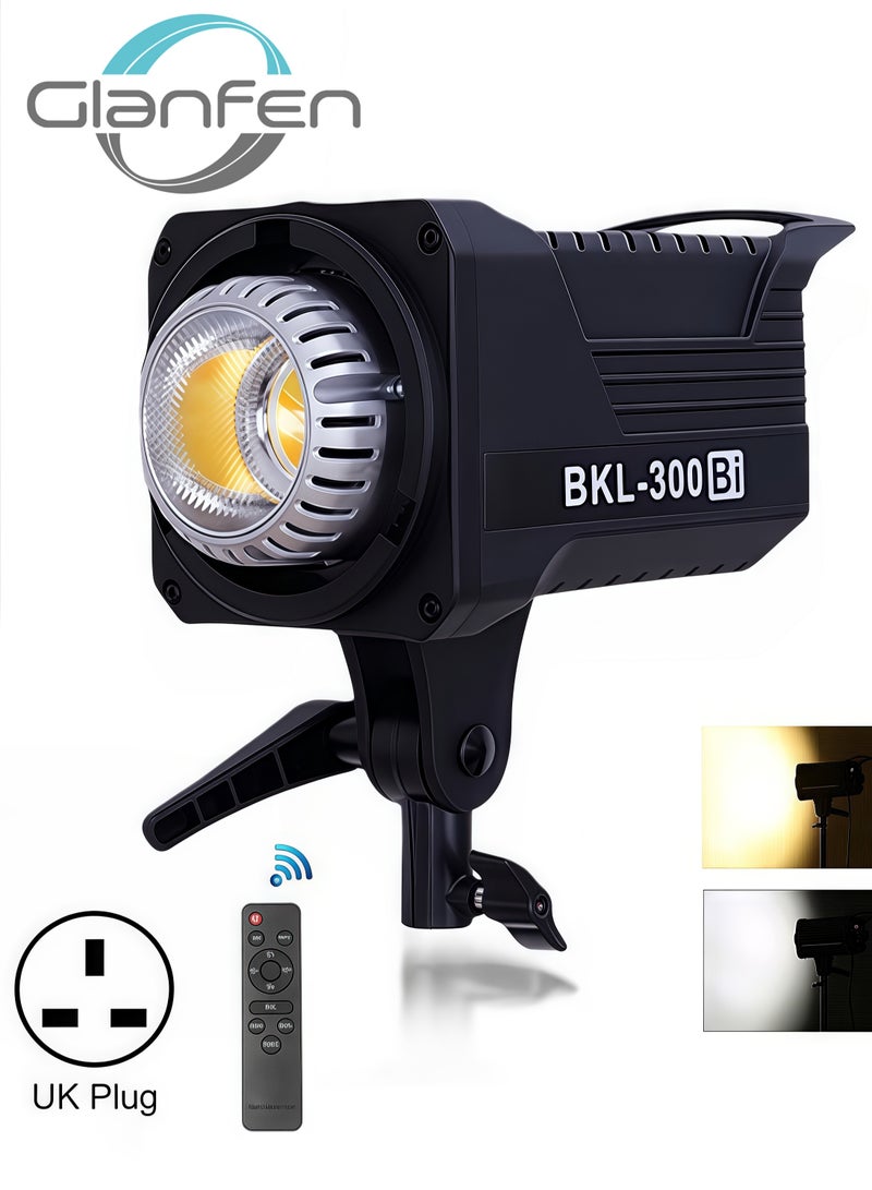 Glanfen 120W COB LED Video Light with Remote Control - Bowens Mount Continuous Output Lighting, Bi-Color Temperature 2700K-6500K CRI84 & 8 Effects for Studio/Outdoor Photography/Video Recording - Image 1