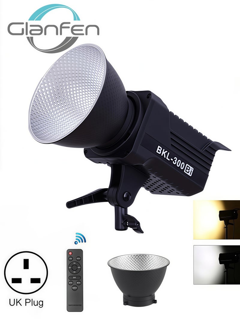 Glanfen 120W COB LED Video Light with Standard Cover and Remote Control - Bowens Mount Continuous Output Lighting, Bi-Color Temperature 2700K-6500K CRI84 & 8 Effects for Studio/Outdoor Photography/Video Recording - Image 1