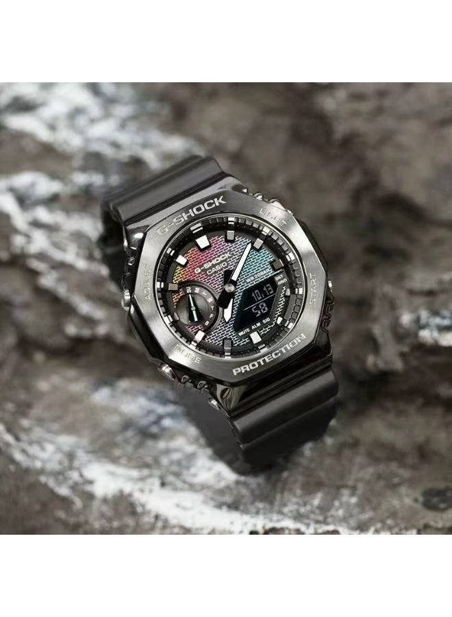 كاسيو ساعة كاسيو جي شوك قوس قزح مثمنة الميناء GM-2100RW-1A تناظرية رقمية رمادية للرجال - Image 2