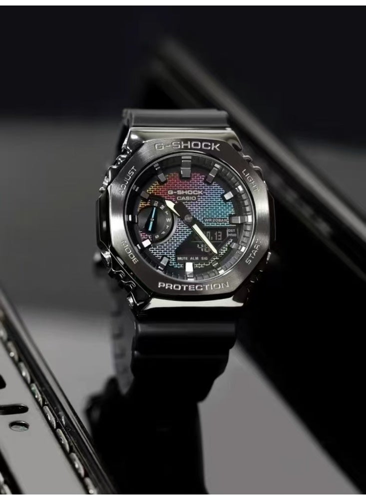 كاسيو ساعة كاسيو جي شوك قوس قزح مثمنة الميناء GM-2100RW-1A تناظرية رقمية رمادية للرجال - Image 1