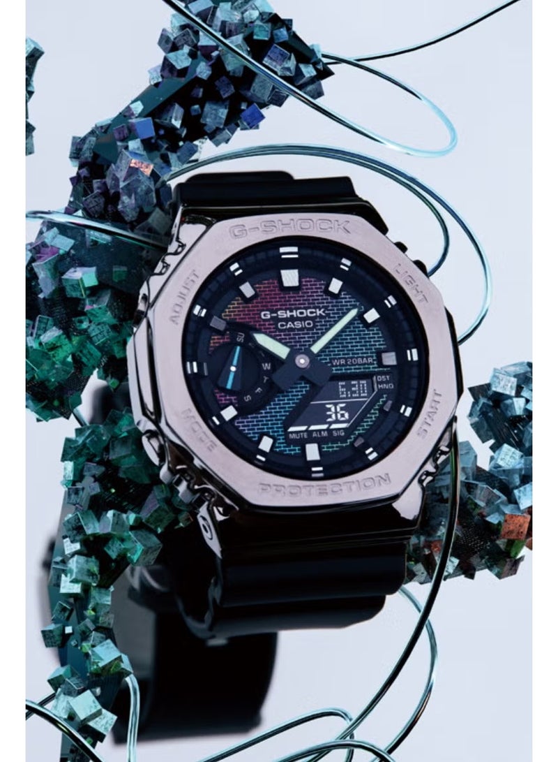 كاسيو ساعة كاسيو جي شوك قوس قزح مثمنة الميناء GM-2100RW-1A تناظرية رقمية رمادية للرجال - Image 3