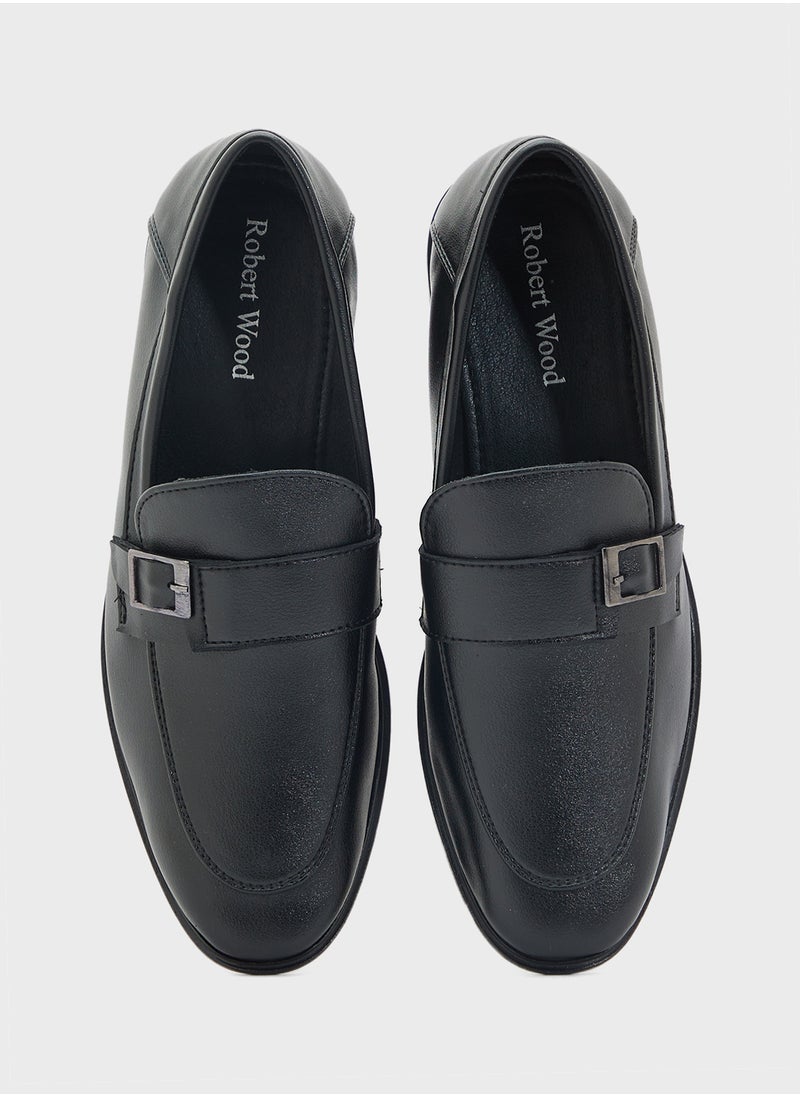 Robert Wood Buckle Detail Formal Slip Ons  - Image 4