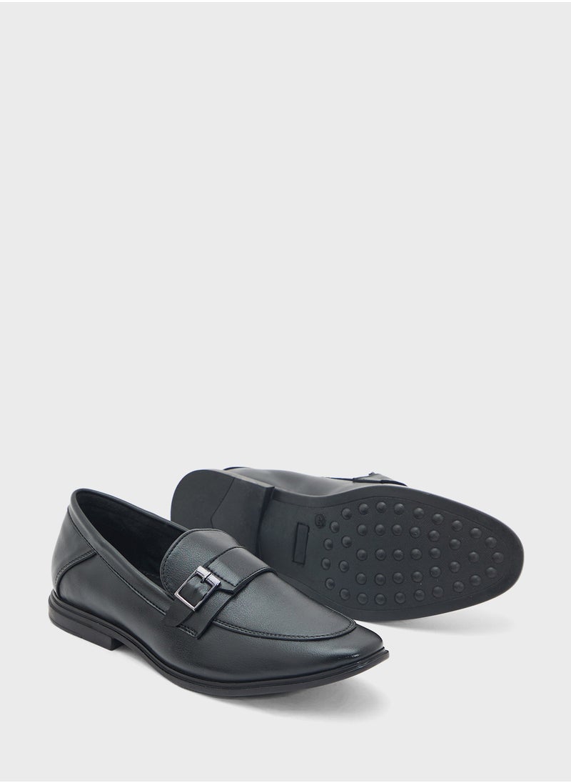 Robert Wood Buckle Detail Formal Slip Ons  - Image 3