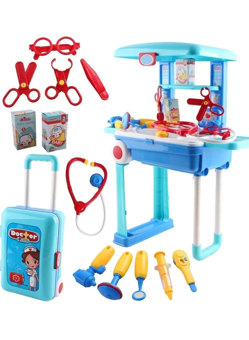 Little Portable Doctor Kit for Kids – 2-in-1 Trolley Suitcase Pretend Play Set - Image 4