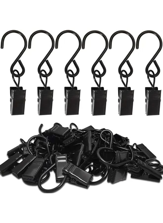 25pcs Black S Hooks 2 4 Inch Metal Screw In For Hanging Decorations Curtain Lights - Image 2