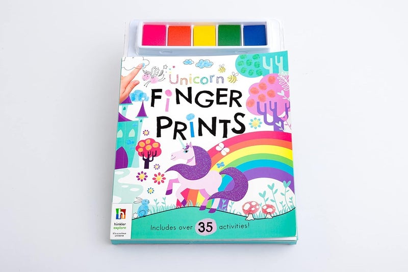 Hinkler Unicorn Finger Painting and Colouring Art Book with 35+ Fun Activities, Finger Painting Fun Activity Book for Boys and Girls, Includes 5 Colours Ink Pad, Non-Toxic Mess-Free Washable Colors, Thumb Print Art, Ideal for kids Gifting, 3+ Years - Image 2