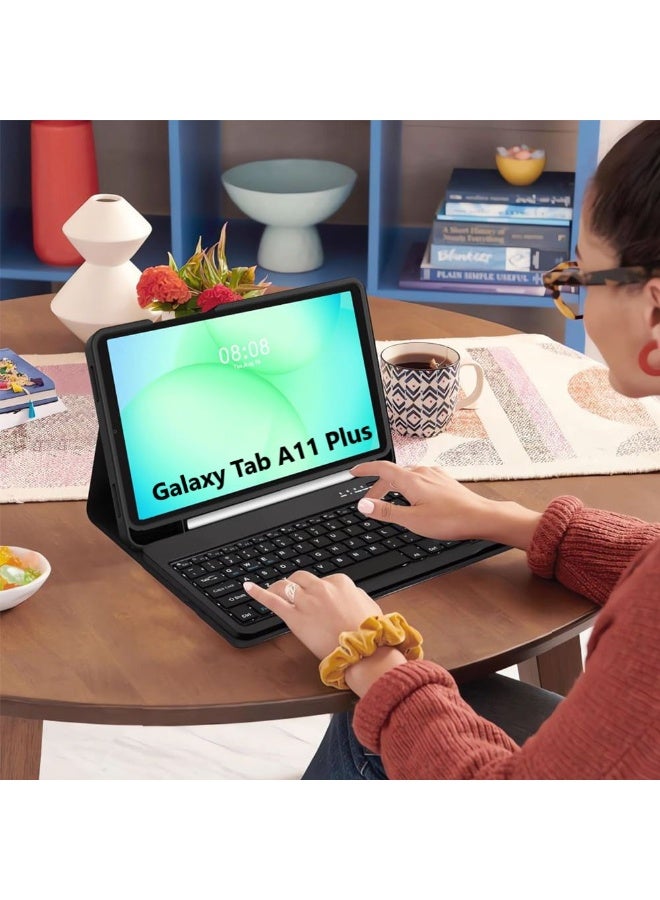 غطاء لوحة مفاتيح بلوتوث لاسلكية قابلة للفصل لجهاز سامسونج جالاكسي تاب A11 بلس/تاب A11+ بحجم 11 إنش - Image 1