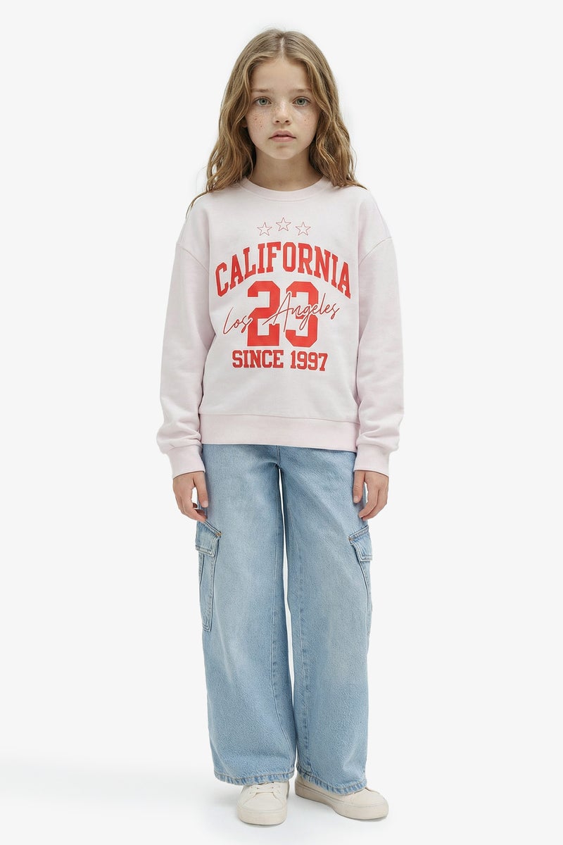 DeFacto White Girl Girl Relax Fit Crew Neck Number Patterned Sweatshirt Casual - Image 2