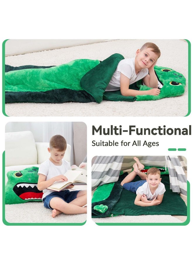 iPlay, iLearn iPlay, iLearn Kids Dinosaur Sleeping Bag, Toddler Boy Dino Nap Mat, Plush Animal Slumber Bag 2 In 1 Pillow Daycare Preschool Kindergarten Birthday Gift Travel Sleepover 3 4 5 6 7 8 10 12 Yr Child Teen  - Image 5