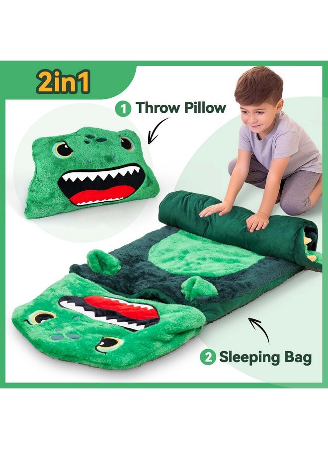 iPlay, iLearn iPlay, iLearn Kids Dinosaur Sleeping Bag, Toddler Boy Dino Nap Mat, Plush Animal Slumber Bag 2 In 1 Pillow Daycare Preschool Kindergarten Birthday Gift Travel Sleepover 3 4 5 6 7 8 10 12 Yr Child Teen  - Image 4