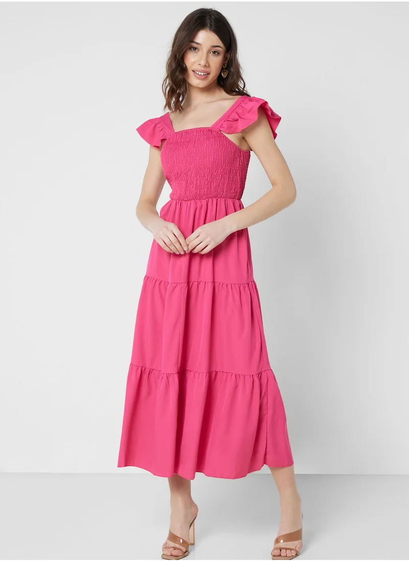 ELLA Tiered Dress With Baby Ruffled Sleeve