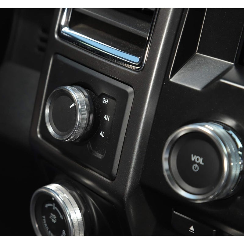 Keptrim مفتاح مكيف الهواء لسيارة فورد F150 وجرار و4WD وزر التحكم VOL لسيارة فورد F150 XLT 2016 2017 2018 2019، ألومنيوم فضي، 6 قطع (غير مناسب لعام 2021 2022) - Image 3