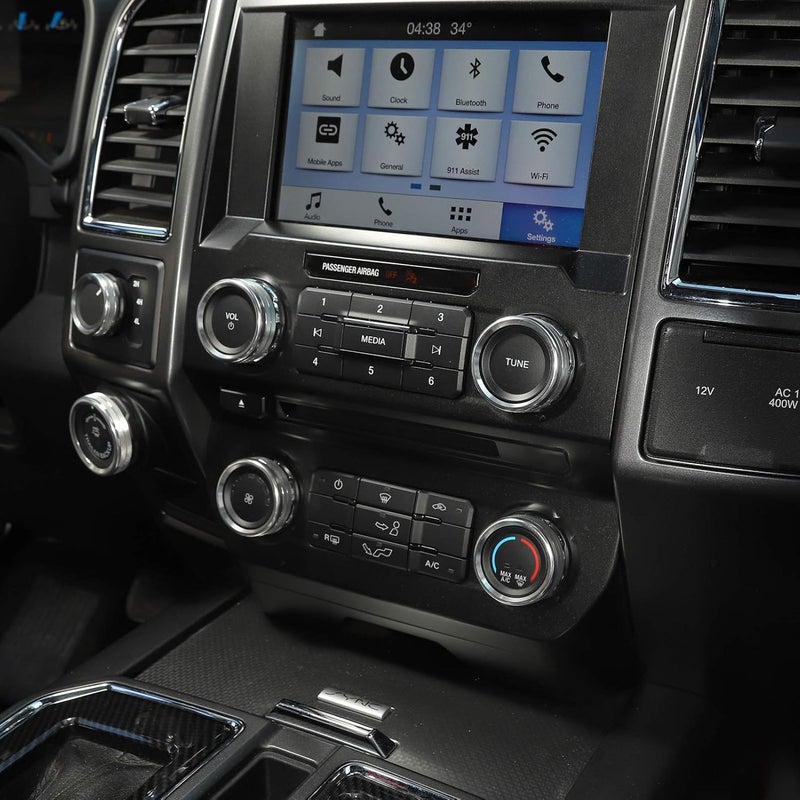 Keptrim مفتاح مكيف الهواء لسيارة فورد F150 وجرار و4WD وزر التحكم VOL لسيارة فورد F150 XLT 2016 2017 2018 2019، ألومنيوم فضي، 6 قطع (غير مناسب لعام 2021 2022) - Image 2