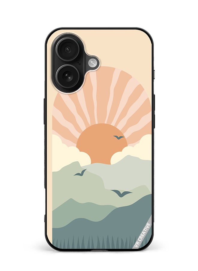 Protective Case Cover For Apple iPhone 16 Abstract Landscape Design Multicolour