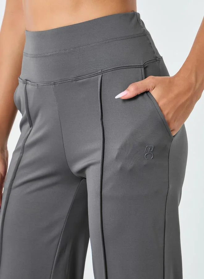 Styli Active  Women Rubber Logo Self Fabric Straight Leg Leggings for Women | Best Price UAE