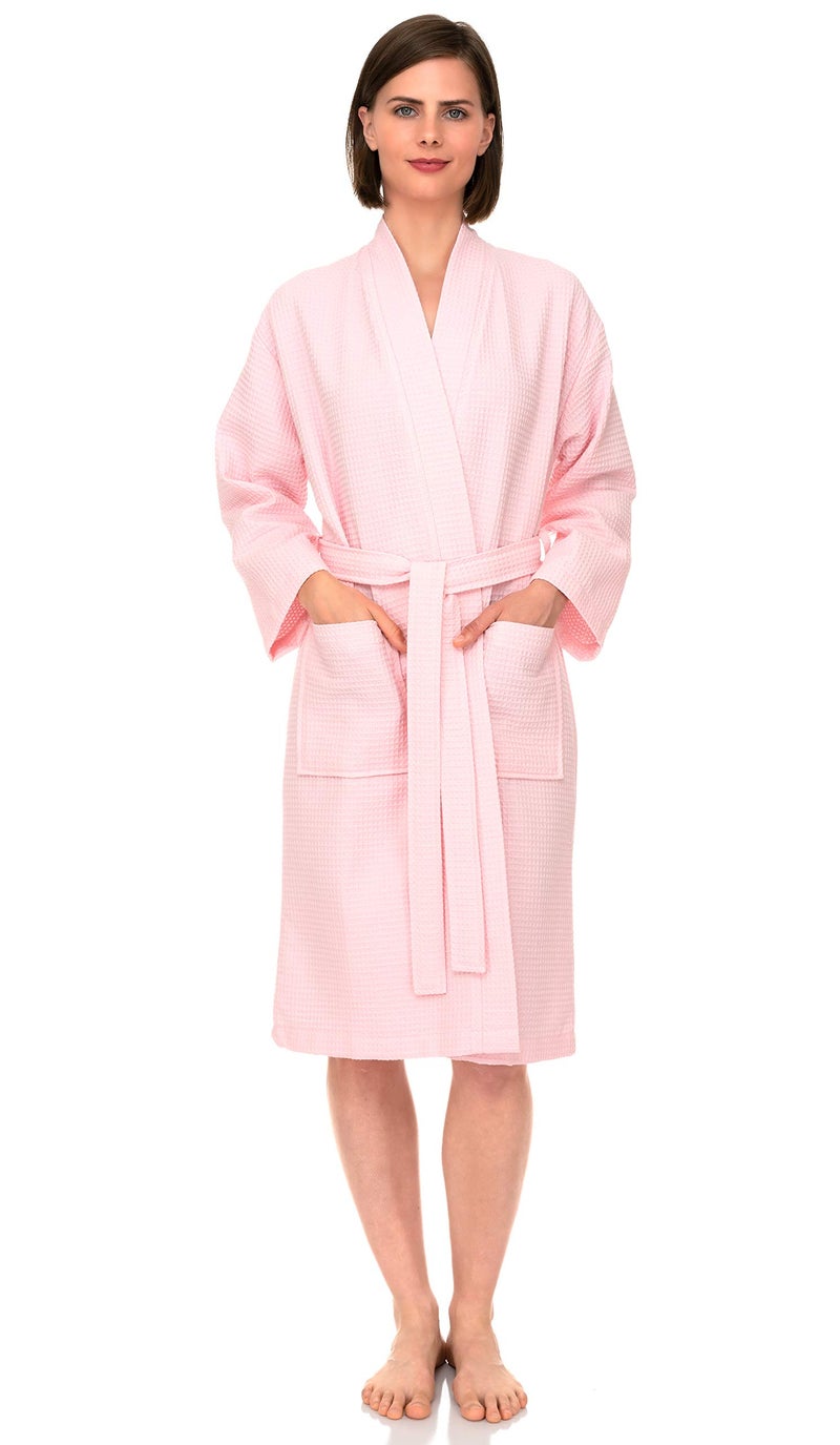 TowelSelections Womens Waffle Robe Kimono Spa Bathrobe Soft Shower Bath Robe for Women X-Small-Small Blushing Bride - Image 1