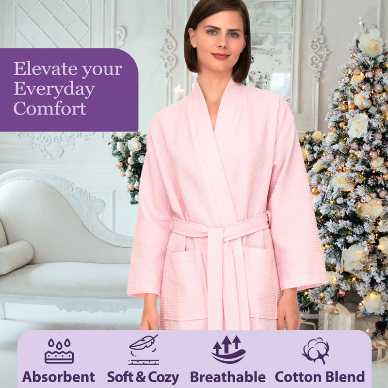 TowelSelections Womens Waffle Robe Kimono Spa Bathrobe Soft Shower Bath Robe for Women X-Small-Small Blushing Bride - Image 5