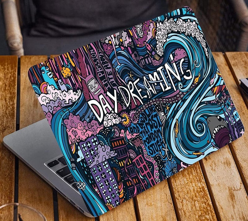 PIXELARTZ غطاء لابتوب تصميم جرافيتي تجريدي أحلام اليقظة جودة HD 15.6 بوصة متعدد الألوان (9083، أمامي) - Image 3
