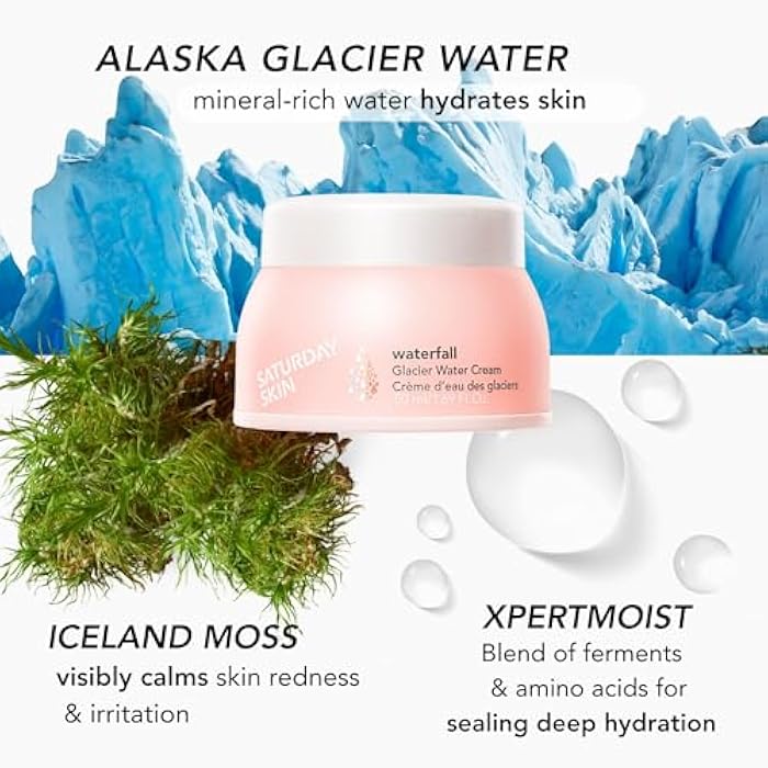 Saturday Skin Face Moisturizer Water Face Cream Natural Oil free Gel Type Cream From Alaska Glacier Water Day & Night Korean Skin Care Cream Soothing Hydrating Facial Moistrurizer (1.69 Fl. Oz. 50ml) - Image 3