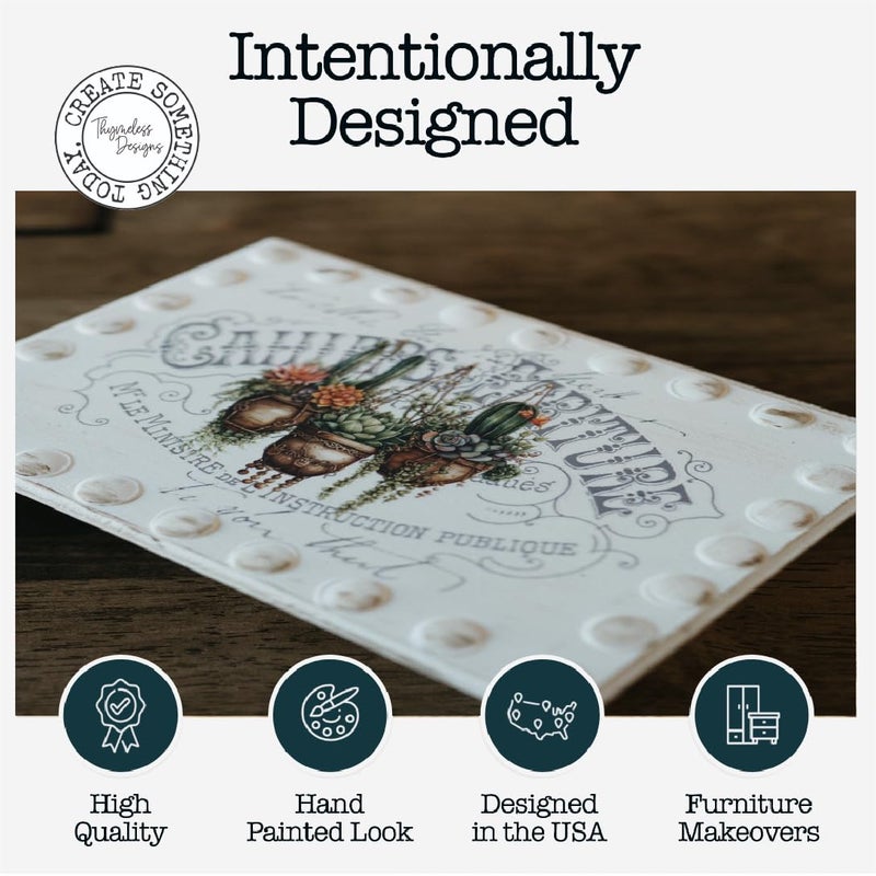 Thymeless Designs Rub on Transfers for Crafts and Furniture | 3 Design Sheets 6â€x 12â€ | Home Decor Transfers | Furniture and Craft Decals | by Thymeless Designs (Succulent Garden) - Image 3
