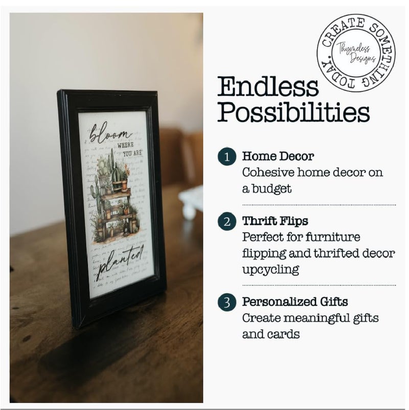 Thymeless Designs Rub on Transfers for Crafts and Furniture | 3 Design Sheets 6â€x 12â€ | Home Decor Transfers | Furniture and Craft Decals | by Thymeless Designs (Succulent Garden) - Image 5
