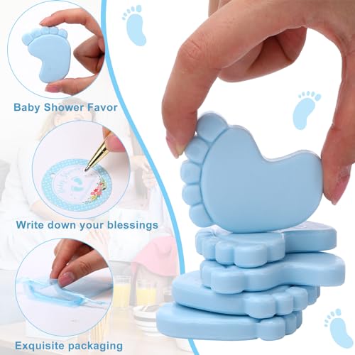 Dimsile 50 Sets Baby Shower Favors Handmade Baby Feet Scented Soap Party Favors for Guests Gifts with Organza Bags and Thanks Tags Wedding Party(Blue) - Image 3