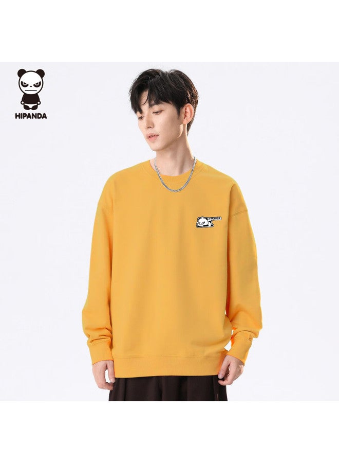 Hipanda o Panda Sweatshirt For Men, Autumn Long-sleeve Round Neck Trendy Brand Puzzle Print Loose Top, Yellow, XL - Image 1