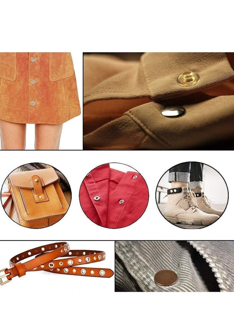 24 Sets Heavy Duty Snap Fasteners,17mm Metal Snap Buttons Press Studs Leather Rivets Snaps with 4 Setter Tools, Suitable for Jeans Fabric Jackets Clothes Bag (Antique Brass)  - Image 4