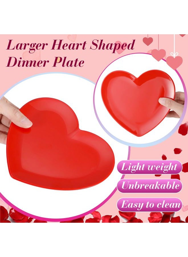 Nuogo 4 Pcs Heart Shaped Dinner Plates 6.8'' Valentine's Serving Tray Unbreakable Ceramic-like Heart Shaped Plates for Dessert, Appetizer, Salad, Dishwasher Safe (Red) - Image 3