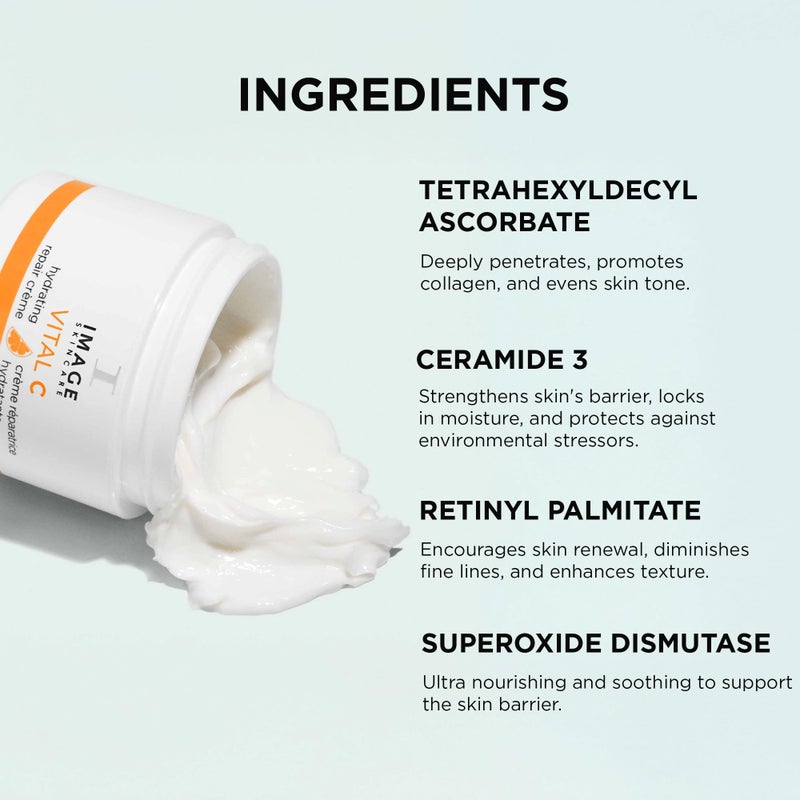 IMAGE SKINCARE صورة للعناية بالبشرة، كريم ترطيب فيتال سي، كريم ليلي للوجه مع حمض الهيالورونيك، للبشرة الجافة، حجم كامل، 2 أونصة سائلة - Image 5