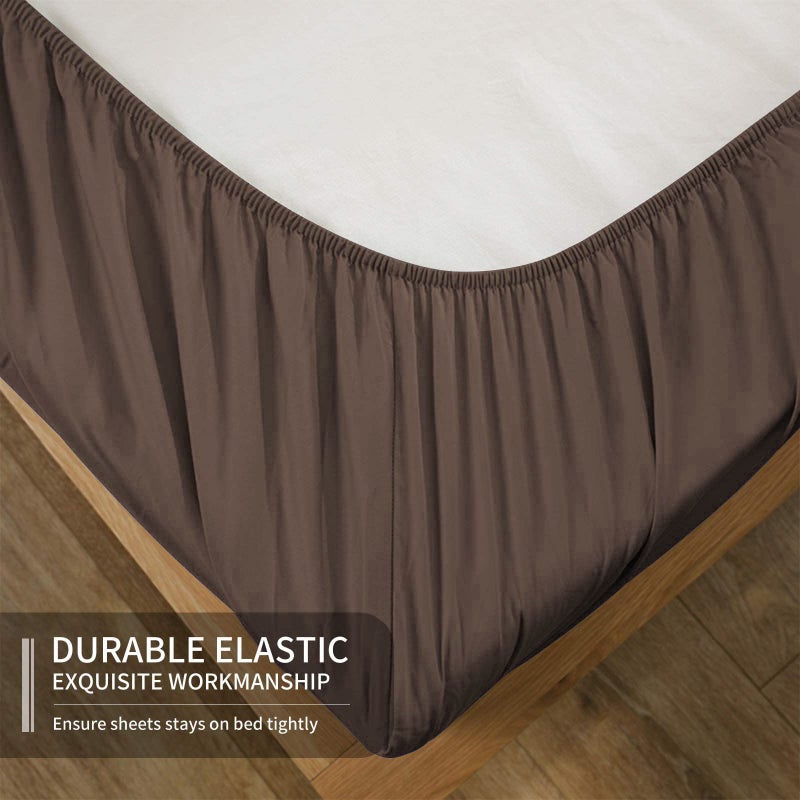 EaseHome Brown Full Size Bed Sheet Set - Teen Boys Sheet Sets Deep Pocket to 18 inches Mattress 4 Piece - Premium Bedding Sheets & Pillowcases Collection - Extra Soft Wrinkle  Fade  Stain Resistant - Image 3