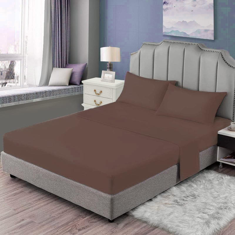 EaseHome Brown Full Size Bed Sheet Set - Teen Boys Sheet Sets Deep Pocket to 18 inches Mattress 4 Piece - Premium Bedding Sheets & Pillowcases Collection - Extra Soft Wrinkle  Fade  Stain Resistant - Image 4