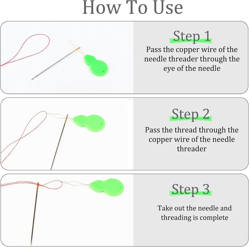 RIANZ Needle Threaders Plastic Needle Threaders for Hand Sewing Gourd Shaped Sewing Machine Needle Threaders Threader for Small Eye Needles Embroidery DIY Arts MultiColor Pack of 5 - Image 3