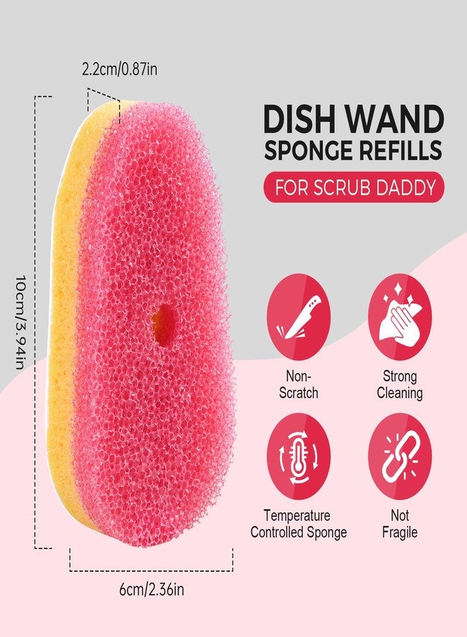 RIMAY Sponge Refills for Scrub Daddy Dish Daddy - 10 Packs Dish Wand Refills, Scrub Brush Replacement Heads, Dish Brush Replacement Head for Kitchen Cleaning, Pink (Only Sponge Heads - Image 2