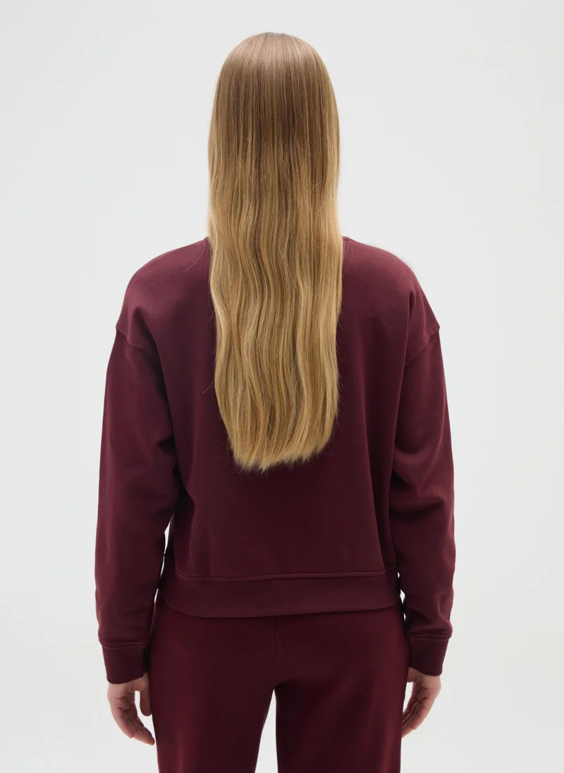 او في اس BURGUNDY COTTON BLEND SWEATSHIRT WITH REGULAR FIT