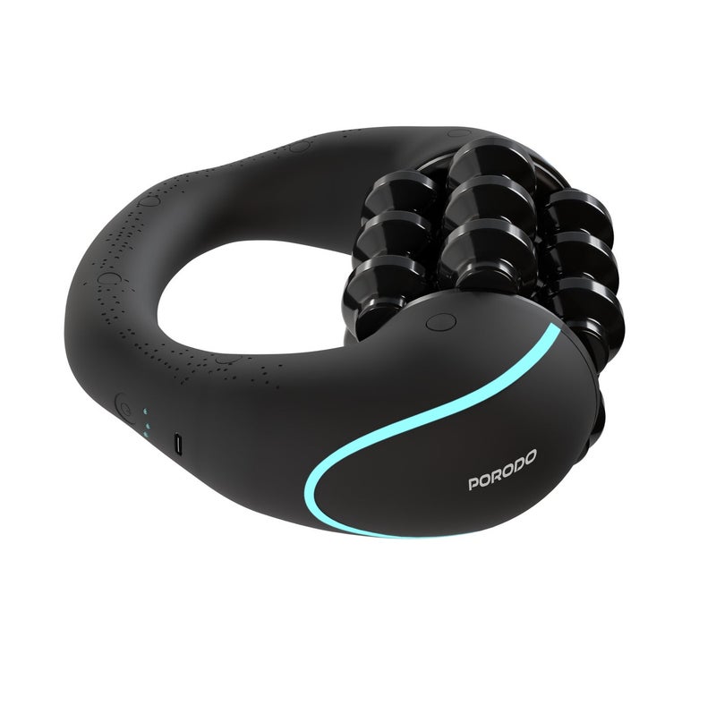 porodo Relieva Roller Massager / 6 Free-Spinning Rollers / 3 Speed Levels / 1800mAh Battery / USB-C Charging / Ergonomic Design / Auto-Off Function - Black - Image 1