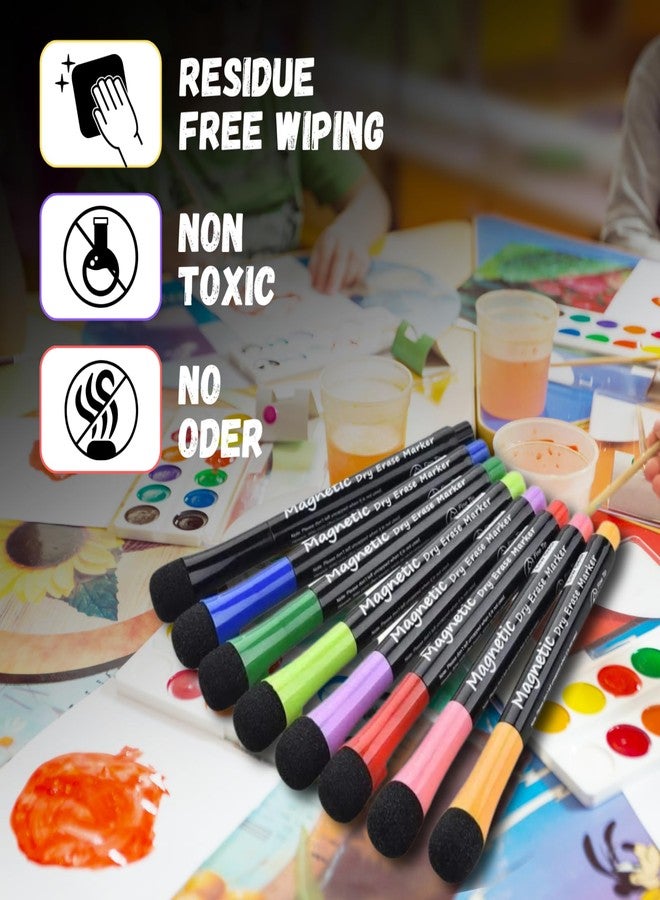 Sakuya 12 Colors Magnetic Whiteboard Markers with Eraser Cap | Fine Point Tip for Kids & Teachers, Home, Office & School Supplies|Low Odor Magnetic Dry Erase Markers - Image 3