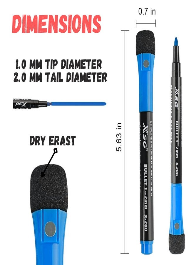 Sakuya 12 Colors Magnetic Whiteboard Markers with Eraser Cap | Fine Point Tip for Kids & Teachers, Home, Office & School Supplies|Low Odor Magnetic Dry Erase Markers - Image 5