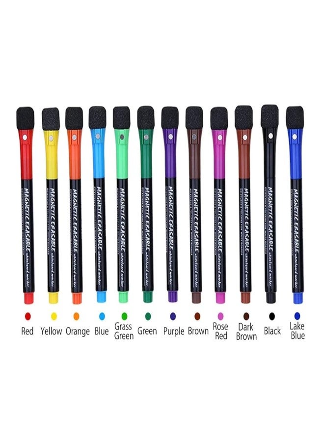 Sakuya 12 Colors Magnetic Whiteboard Markers with Eraser Cap | Fine Point Tip for Kids & Teachers, Home, Office & School Supplies|Low Odor Magnetic Dry Erase Markers - Image 1