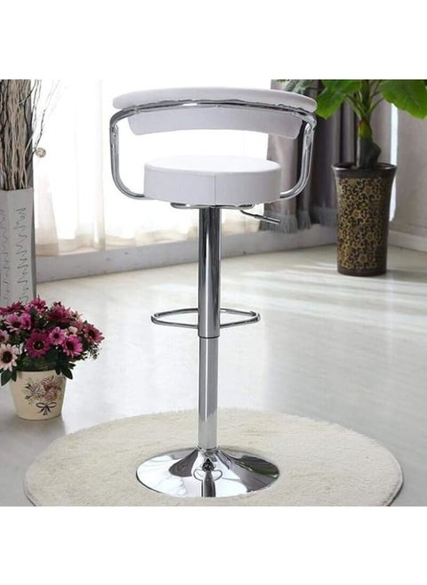 Sleek Adjustable Bar Stool – Leather-Look Design, Rotating Gas Lift, and Chrome Footrest for Kitchen & Counter Spaces.