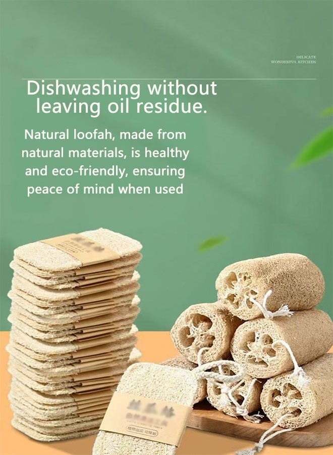 A natural loofah, an excellent tool for washing dishes and pots, thickened and durable with strong grease-removing power, non-stick and easy to clean, eco-friendly and healthy, an essential kitchen helper，A set of ten pieces..  - Image 1